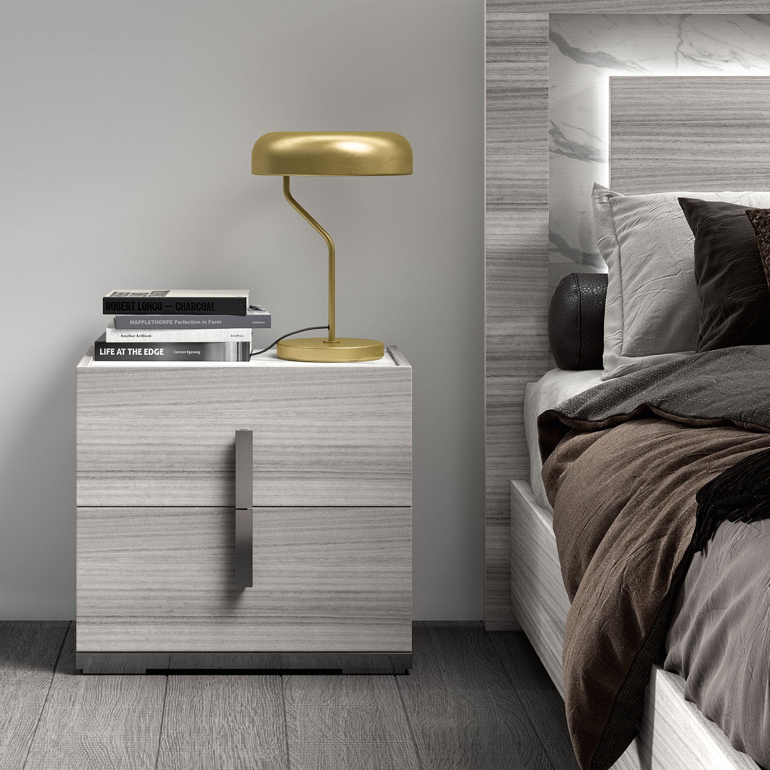 Carrara Night Table - Grey, White