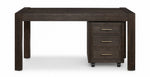 Modern Edge 60" Desk and Filing Cabinet Set - Dark Grey front view with wide desktop, ribbed detailing and matching three-drawer filing cabinet on casters