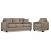 City Leather Sofa and Chair Set - Stone