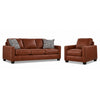 City Leather Sofa and Chair Set - Brown