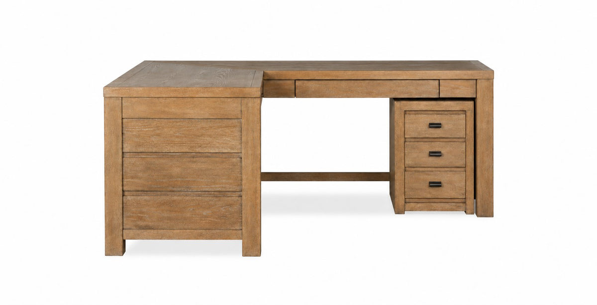 Plum Creek 70" Corner Desk and Filing Cabinet Set - Sierra Brown