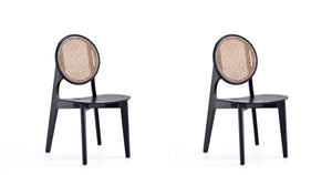 Koldby Round Dining Chair - Black/Natural Cane - Set of 2