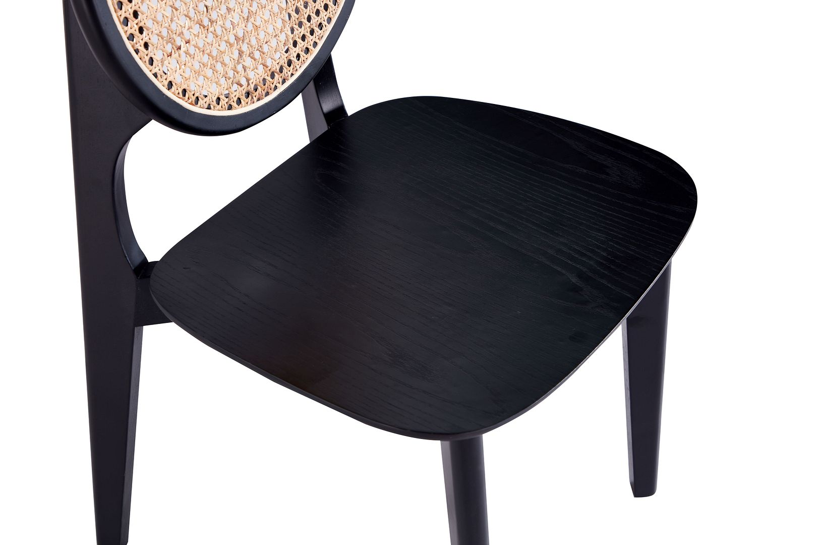 Koldby Round Dining Chair - Black/Natural Cane - Set of 2