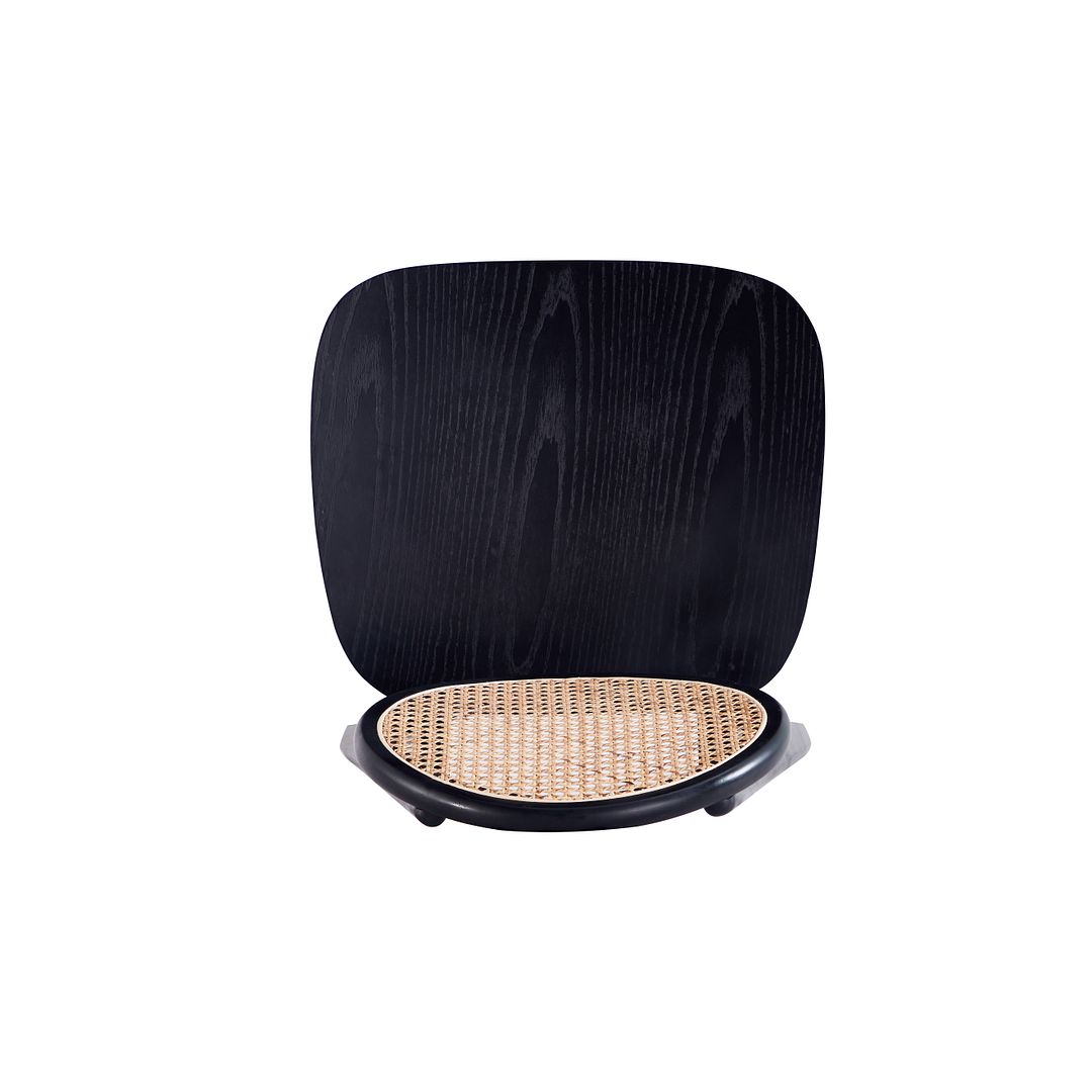 Koldby Round Dining Chair - Black/Natural Cane - Set of 2