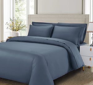 Cotton House 3-Piece King Bamboo Duvet Cover Set - Blue