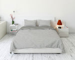 Cotton House 3-Piece Full Duvet Cover Set - Pewter Stripes