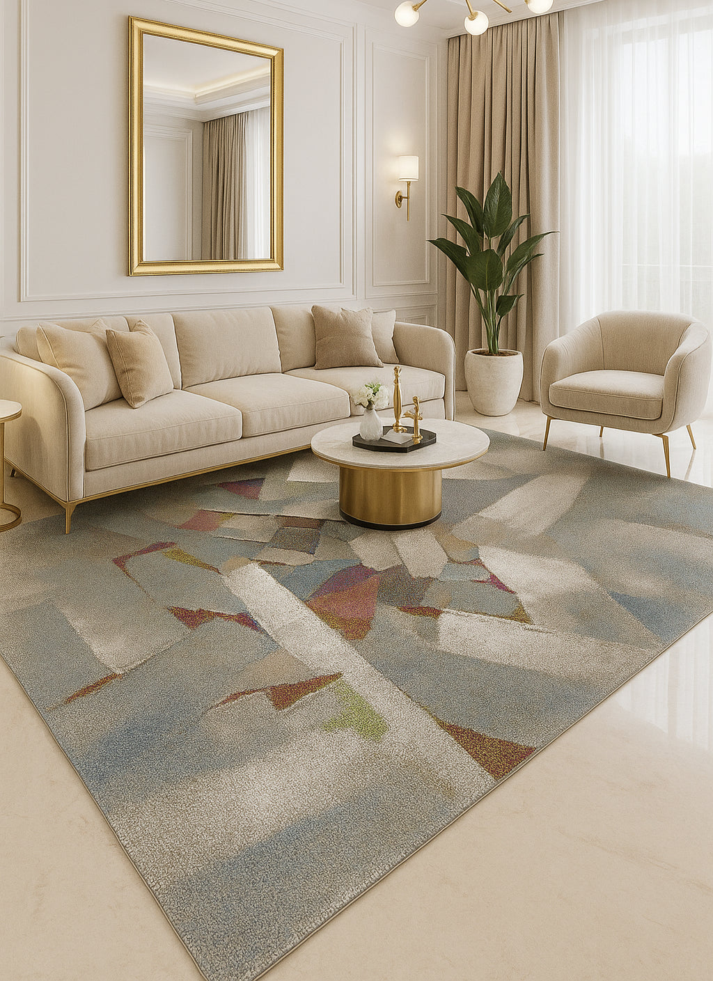 Merinos Diamond 6'6" x 9'5" Area Rug - Beige