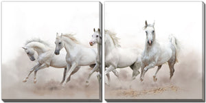 Galloping Horses Wall Art - White - 60 X 30 - Set of 2