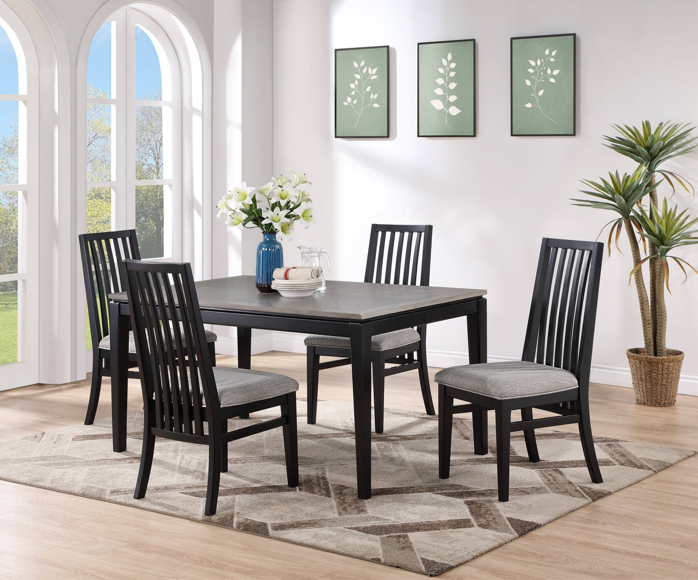 Isadora 5-Piece Dining Set - Black, Grey