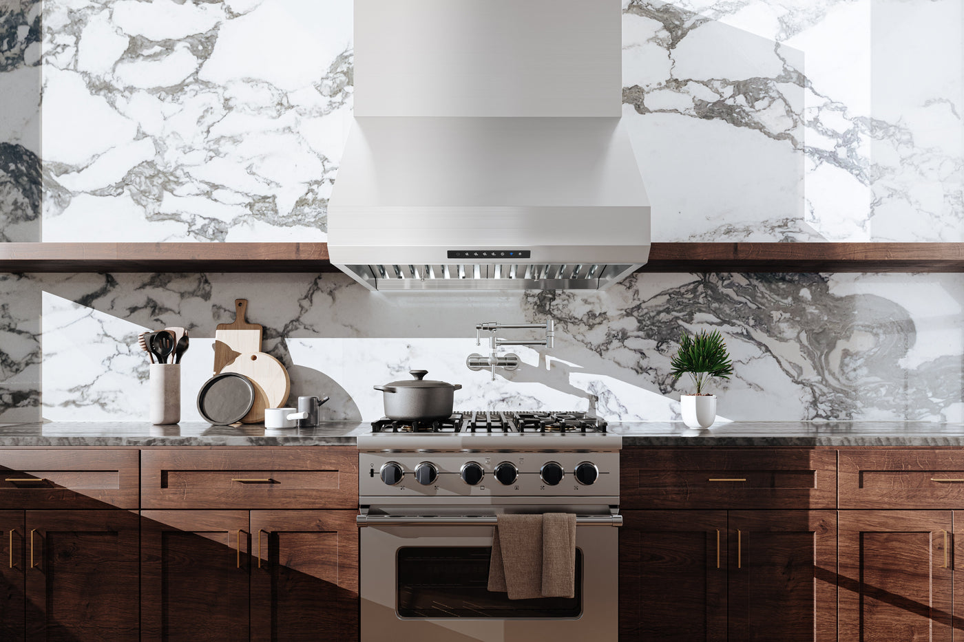 Hauslane Stainless Steel PRO Series 36" Versatile Under Cabinet or Wall Mounted Range Hood with Smart App Control - PRO500SS-36