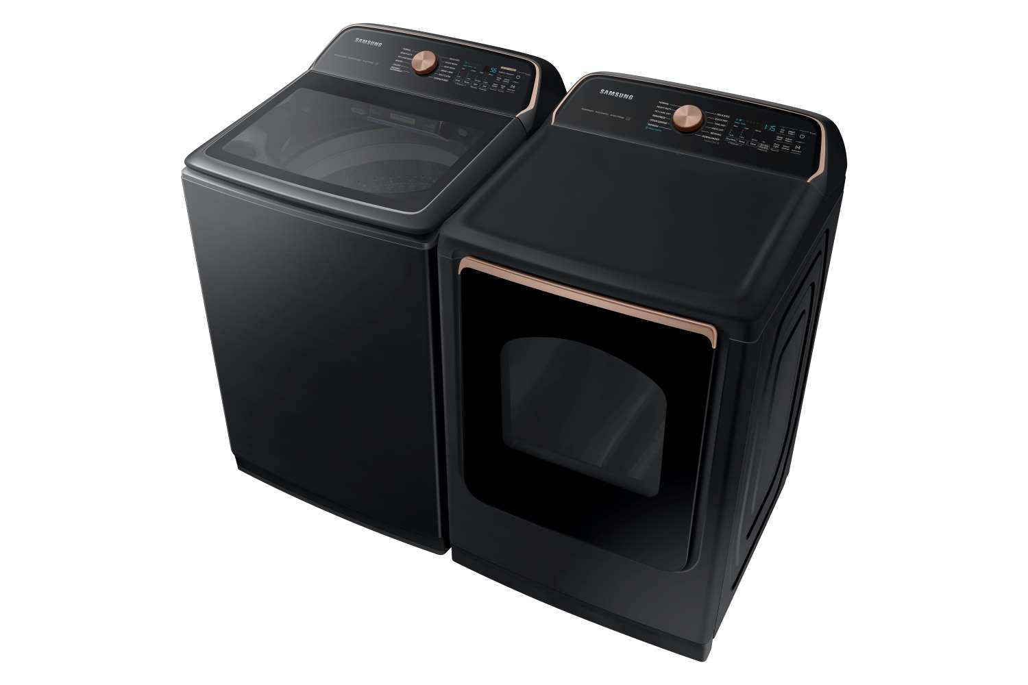 Samsung Black Stainless Ultra Capacity Top Load Washer (6.2cu.ft) & Smart Electric Dryer with Pet Care (7.4cu.ft) - WA54CG7550AVA4/DVE54CG7550VAC