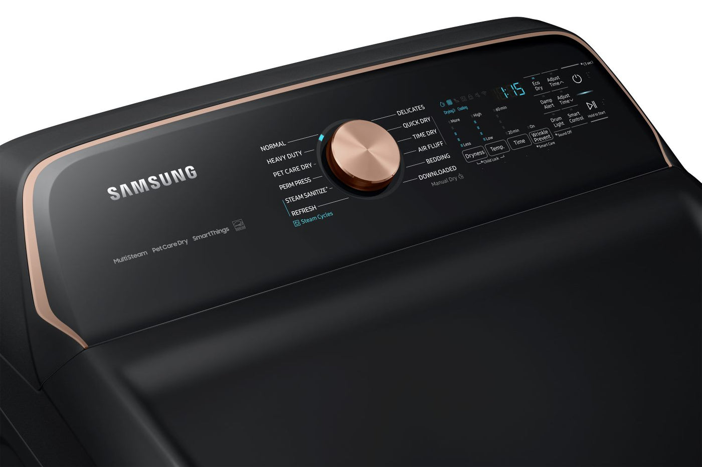 Samsung Black Stainless Ultra Capacity Top Load Washer (6.2cu.ft) & Smart Electric Dryer with Pet Care (7.4cu.ft) - WA54CG7550AVA4/DVE54CG7550VAC