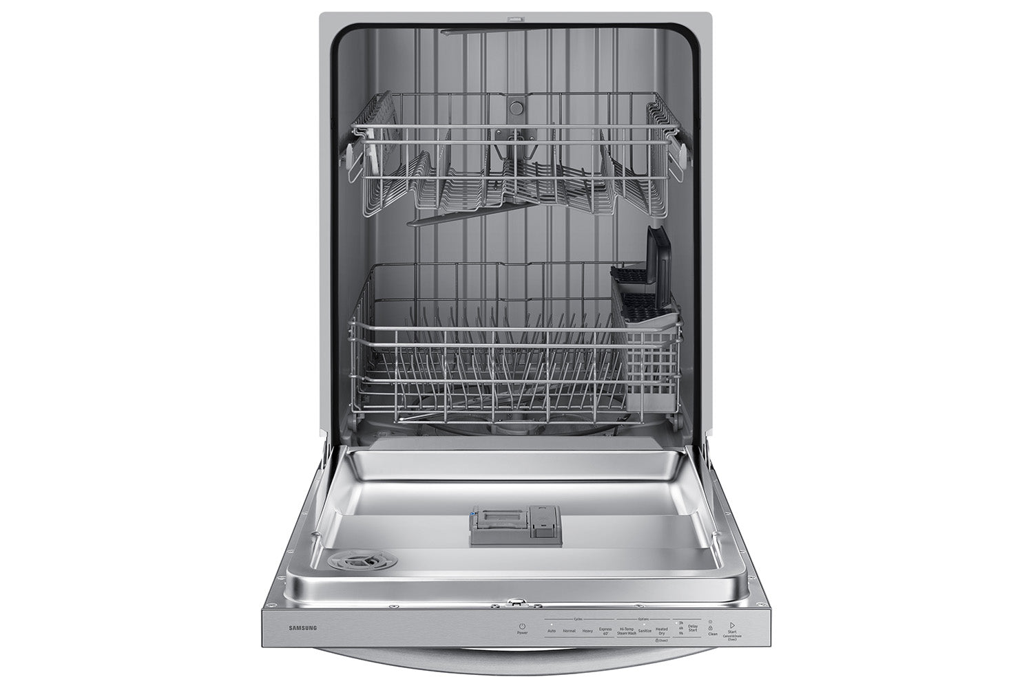 Samsung Fingerprint Resistant Stainless Kitchen Package with French Door Refrigerator, Electric Range & Built-In Dishwasher