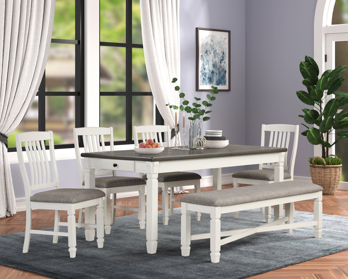 Vespera 6Piece Dining Set Brownish Grey, White Leon's