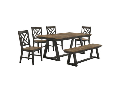 Addie 6-Piece Dining Set with Lattice-Back Dining Chairs - Brown