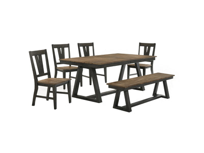 Addie 6-Piece Extendable Dining Set with Splat-Back Dining Chairs - Brown