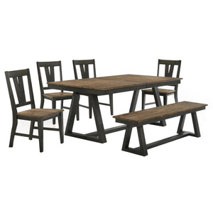 Addie 6-Piece Dining Set with Splat-Back Dining Chairs - Brown