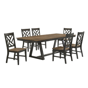 Addie 7-Piece Dining Set with Lattice-Back Chairs - Brown