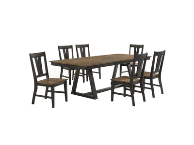 Addie 7-Piece Dining Set with Splat-Back Chairs - Brown