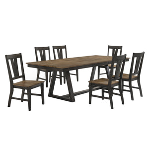 Addie 7-Piece Dining Set with Splat-Back Chairs - Brown