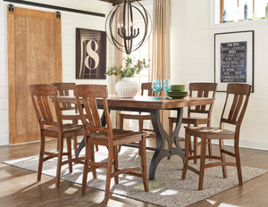 District 7-Piece Extendable Counter Height Dining Set - Brown, Metal