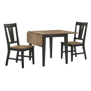 Addie 3-Piece Drop Leaf Set with Splat-Back Dining Chairs - Brown
