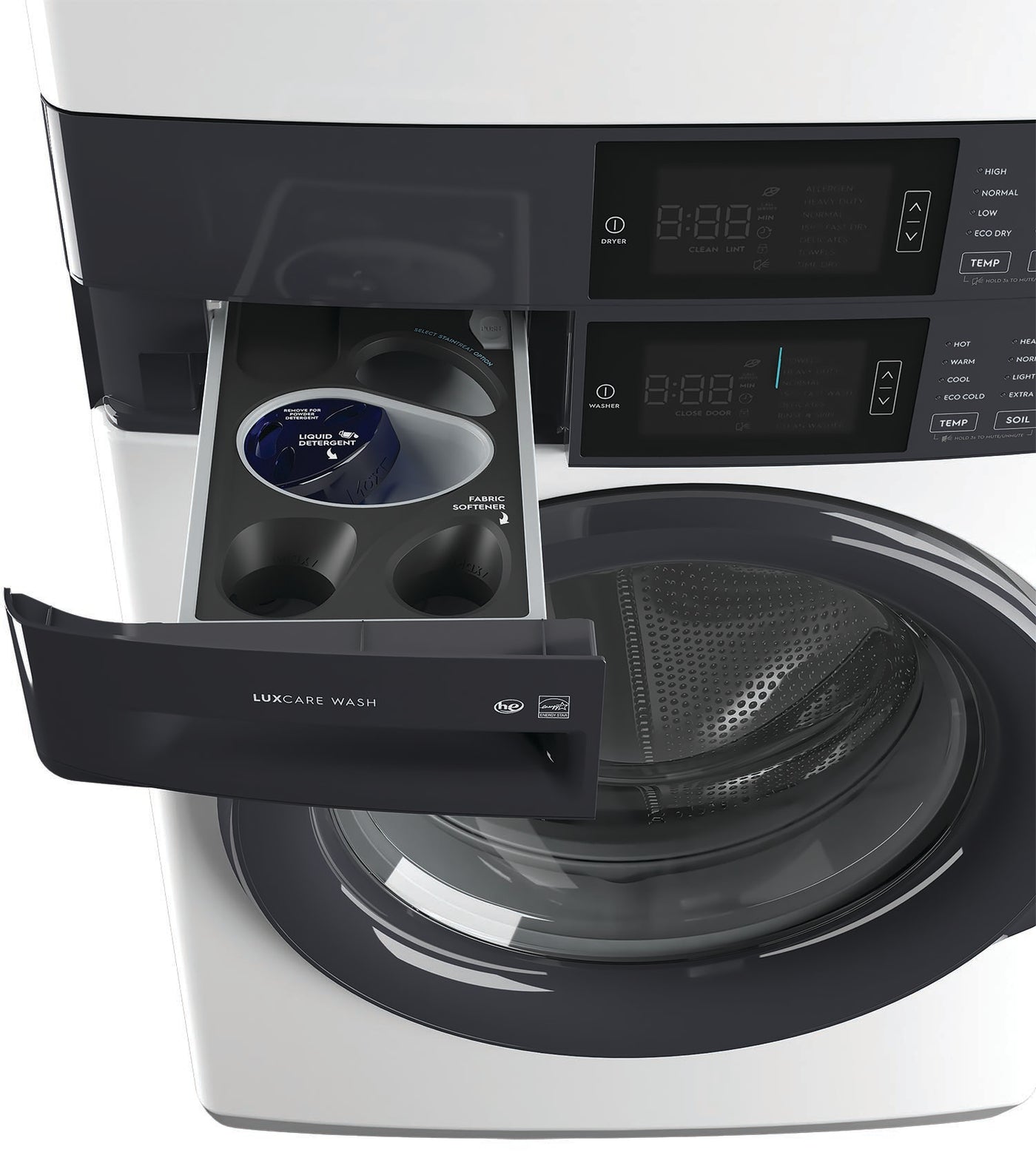 Electrolux White LuxCare Laundry Tower with Washer (5.1 cu. ft.) and Electric Dryer (8 cu. ft.) - ELTE730CAW
