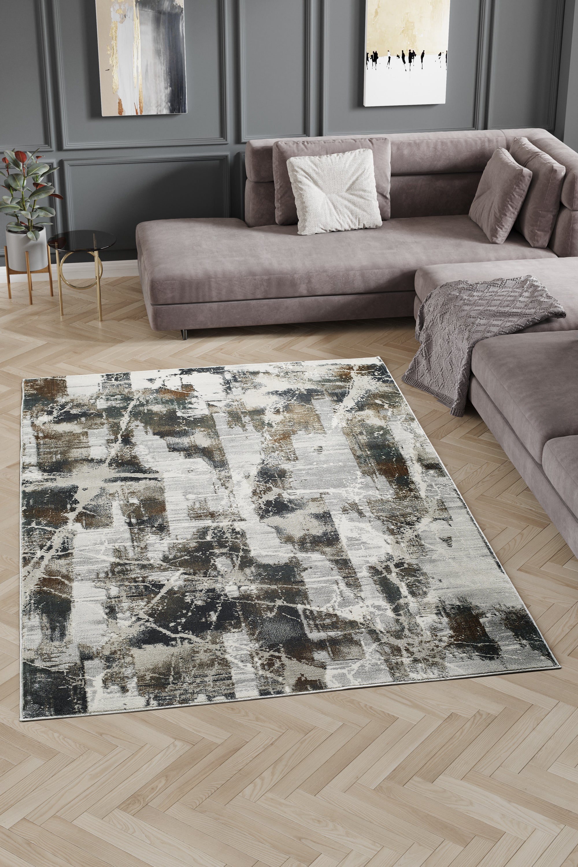 Merinos Emojy 6'6" x 9'5" Area Rug - Grey, Cream
