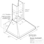 VICTORY Stainless Steel 36-Inch 600 CFM Wall Mount Range Hood - Elegant-36