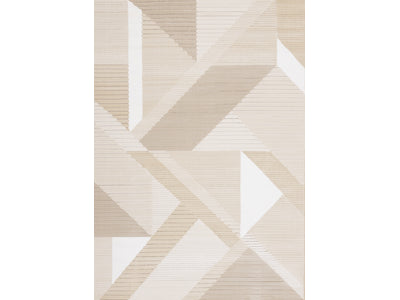 Sandstone Plains 7'10" x 10'10" Elegant Contemporary Geometric Pattern Area Rug - Cream