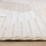 Sandstone Plains 6'7" x 9'6" Elegant Contemporary Geometric Pattern Area Rug - Cream
