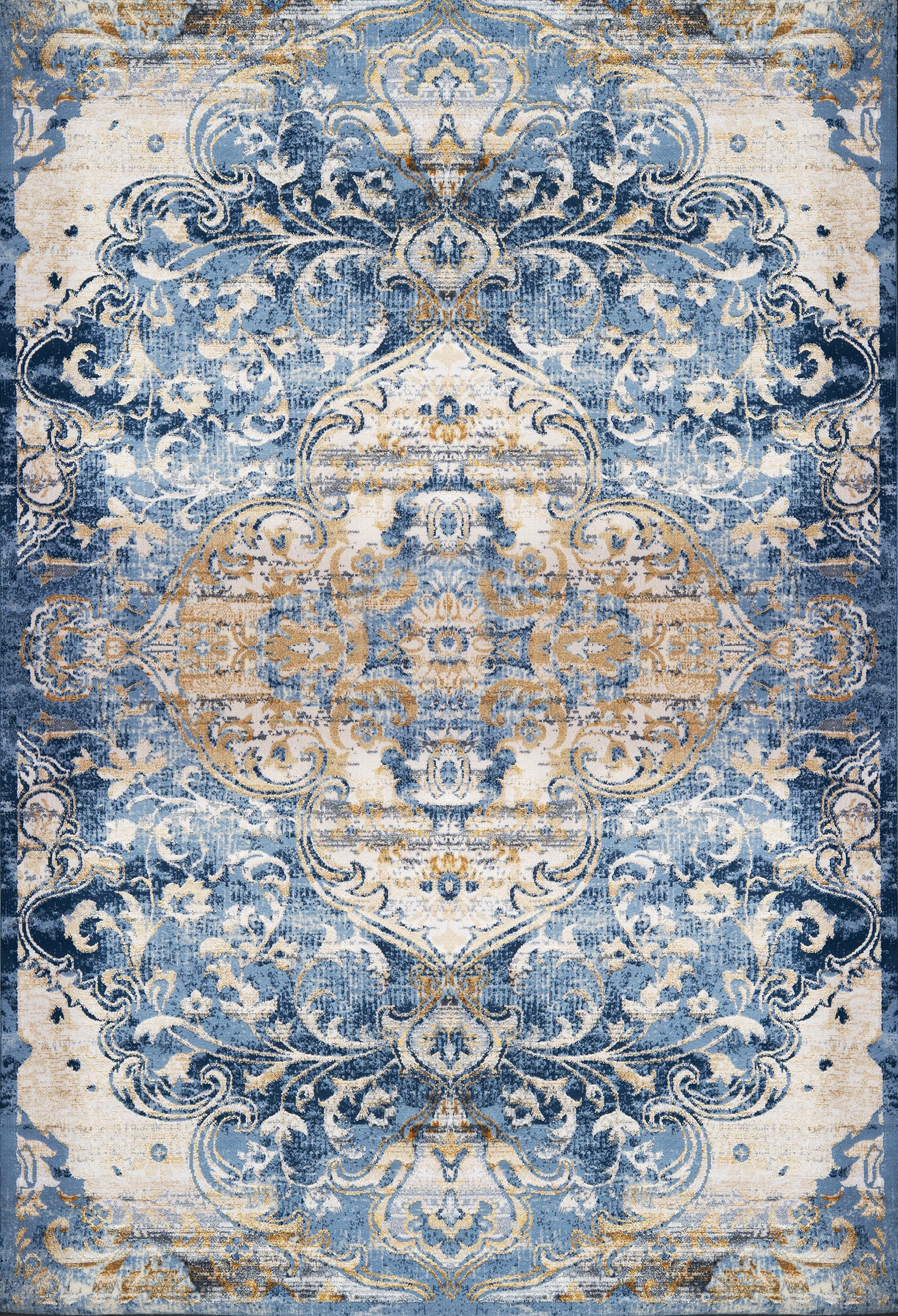 Merinos Emojy 6'6" x 9'5" Area Rug with Underpad - Blue