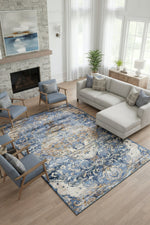 Merinos Emojy 7'8" x 10'8" Area Rug with Underpad - Blue