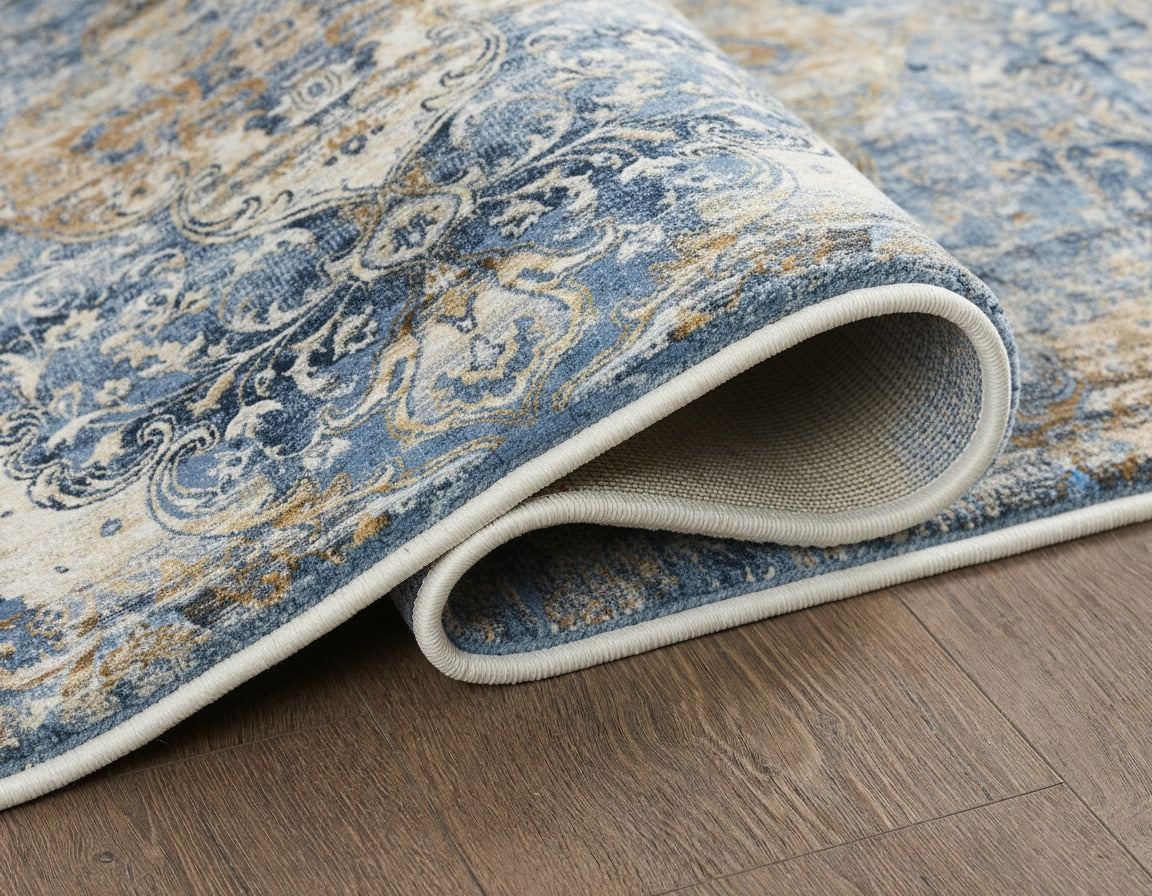 Merinos Emojy 6'6" x 9'5" Area Rug - Blue