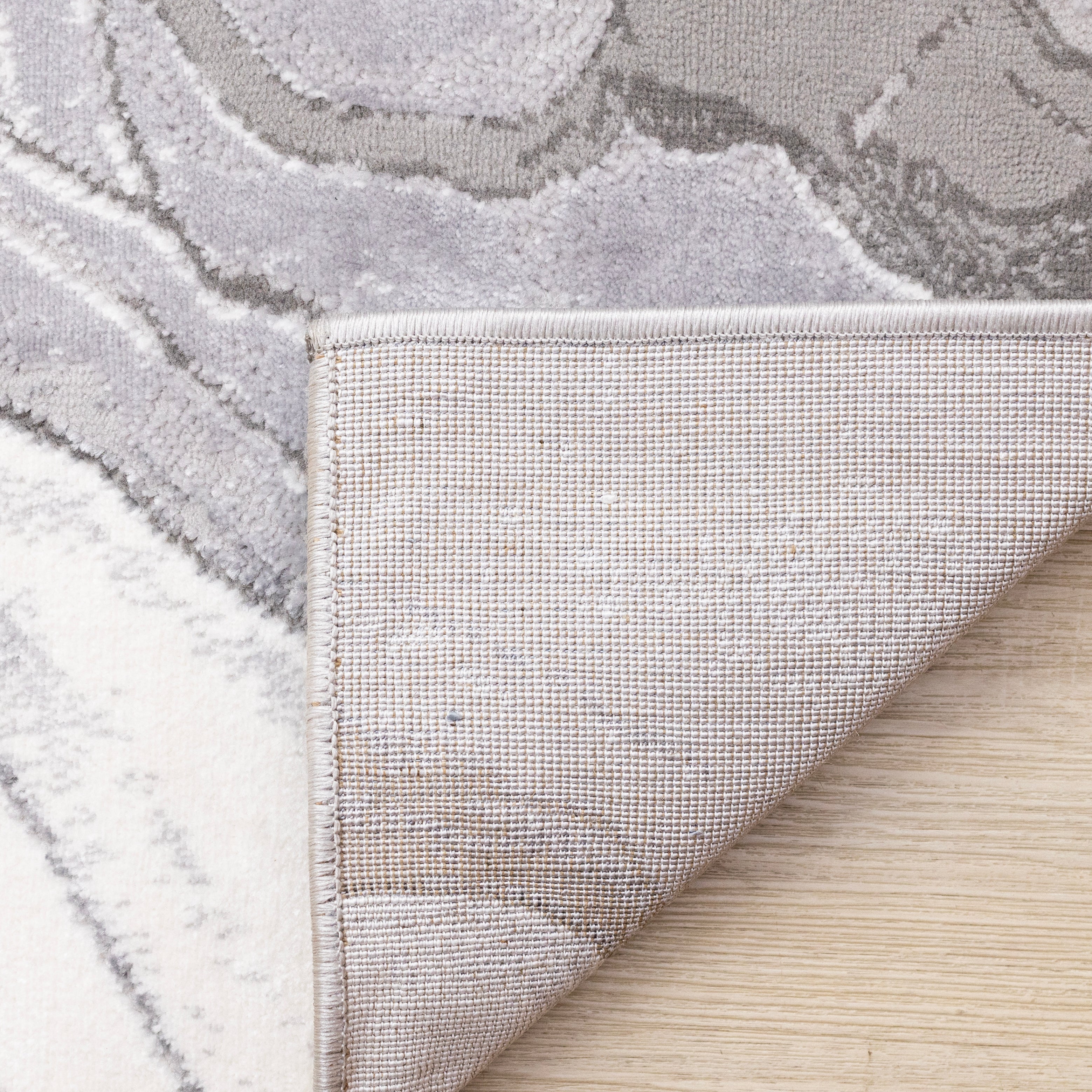 Frosted Cloud 6'7" x 9'6" Marble Design Area Rug - Grey, White