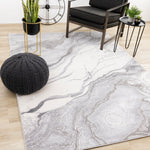 Frosted Cloud 5'3" x 7'7" Marble Design Area Rug - Grey, White