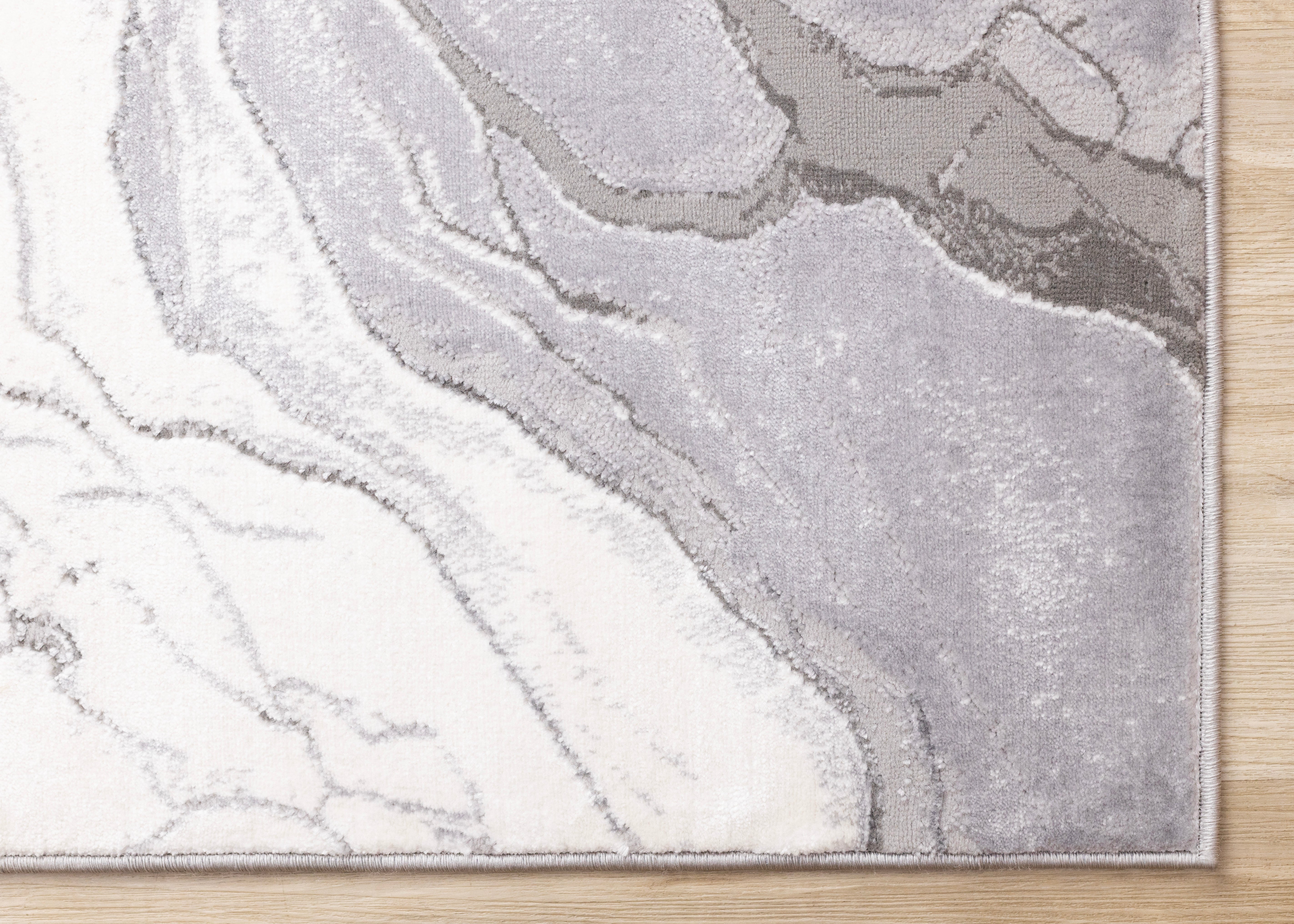 Frosted Cloud 5'3" x 7'7" Marble Design Area Rug - Grey, White