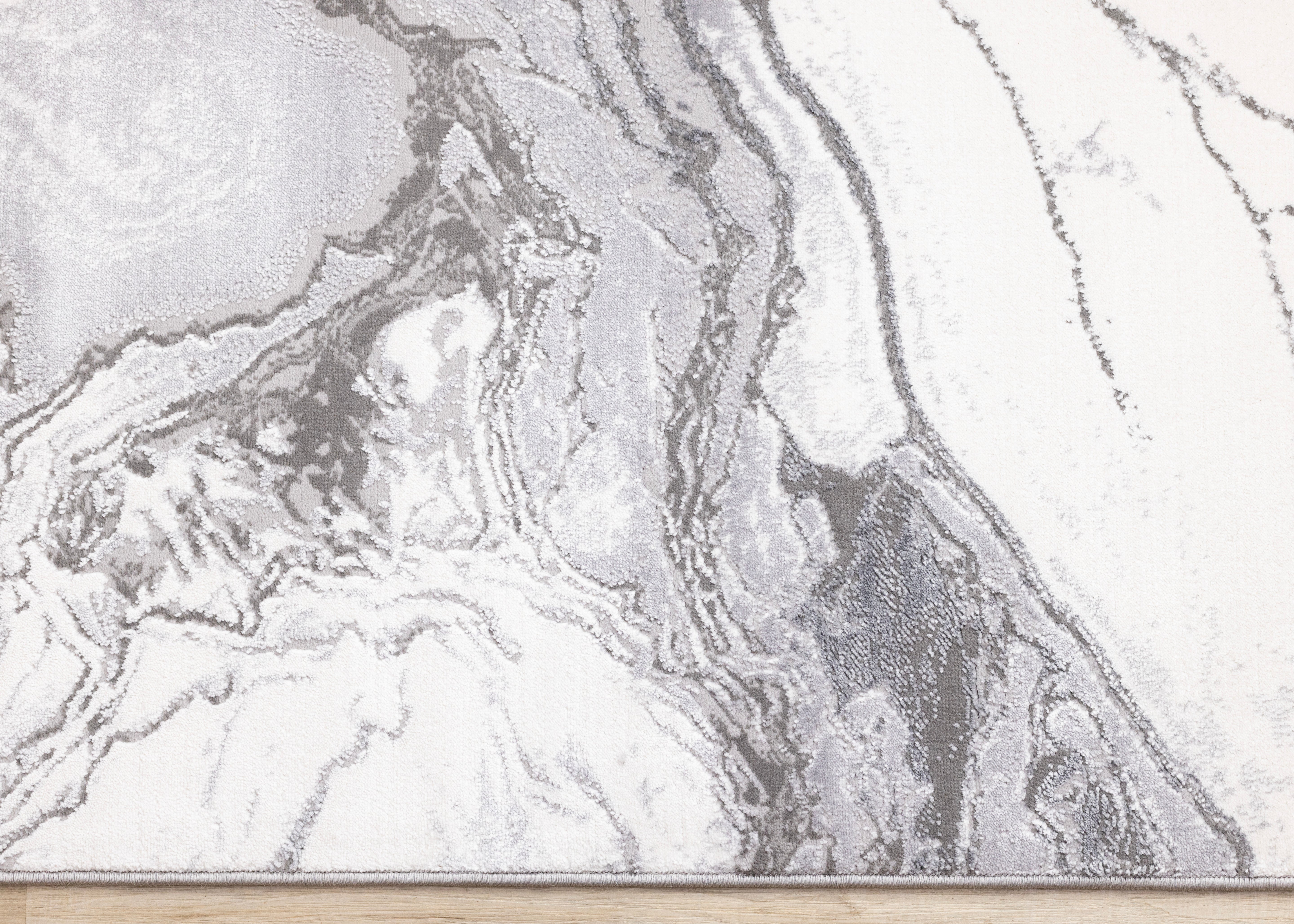 Frosted Cloud 5'3" x 7'7" Marble Design Area Rug - Grey, White