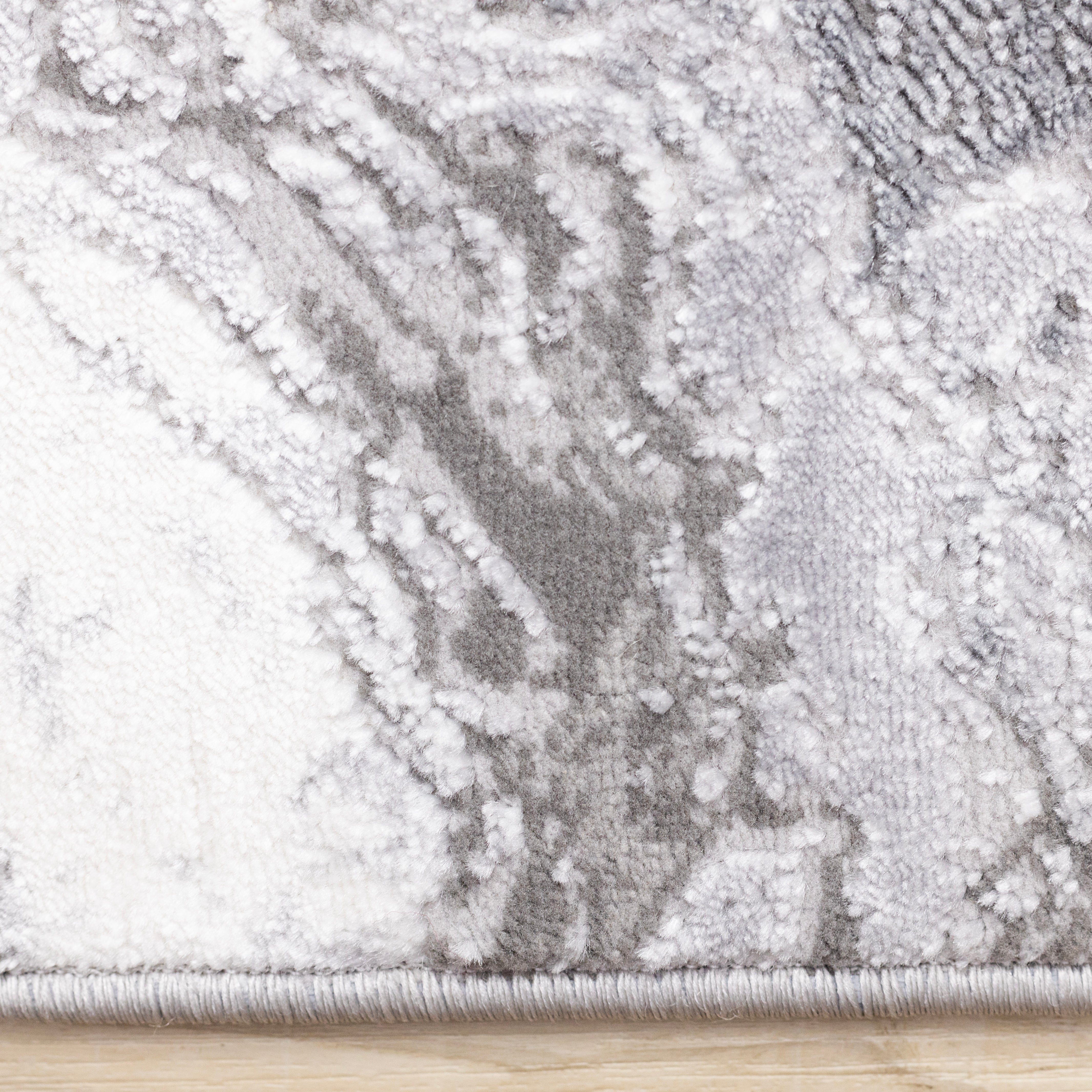 Frosted Cloud 5'3" x 7'7" Marble Design Area Rug - Grey, White