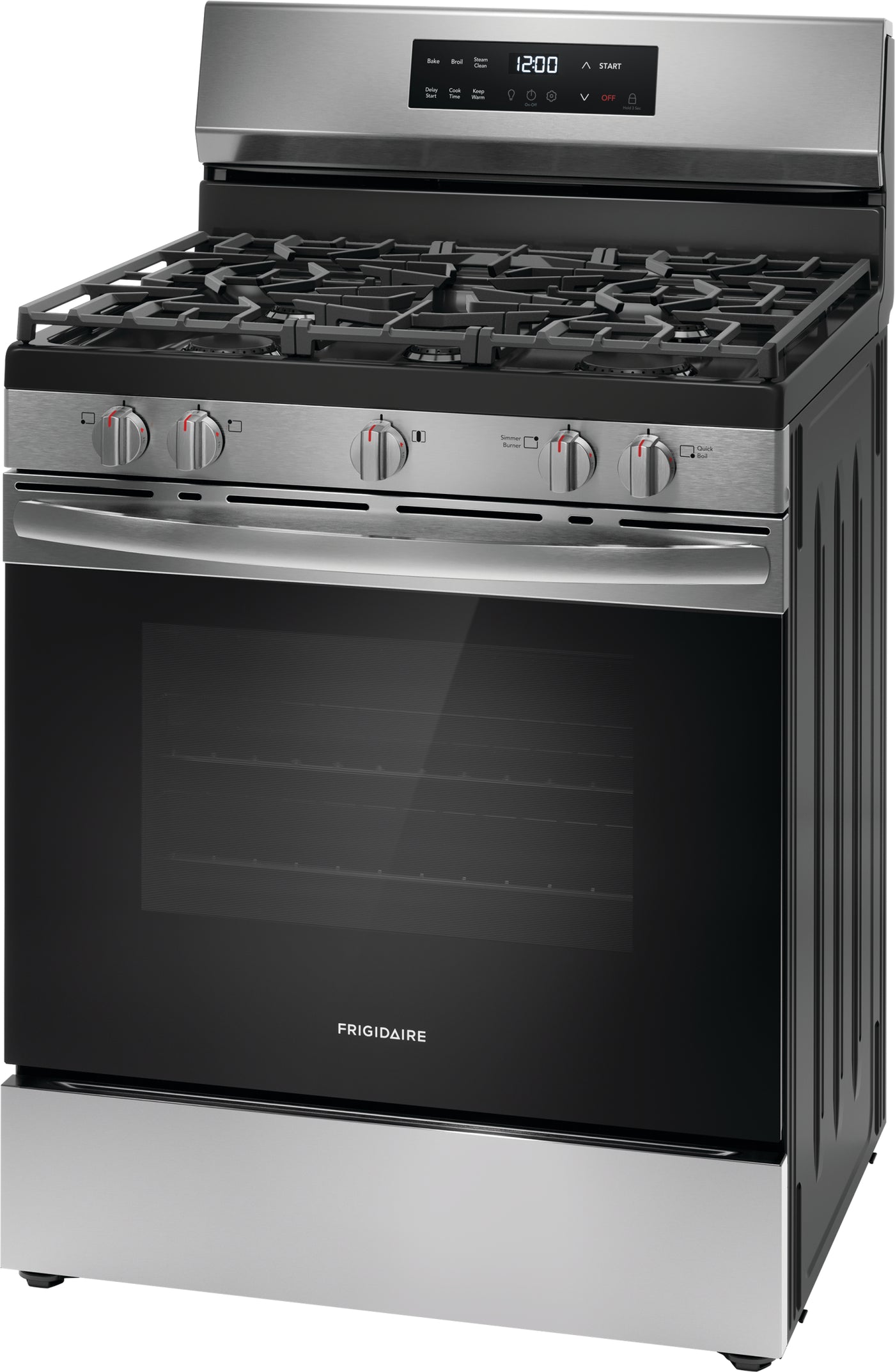 Frigidaire Stainless Steel 30" Gas Range with Quick Boil and Even Baking Technology (5.1 Cu. Ft) - FCRG3062AS