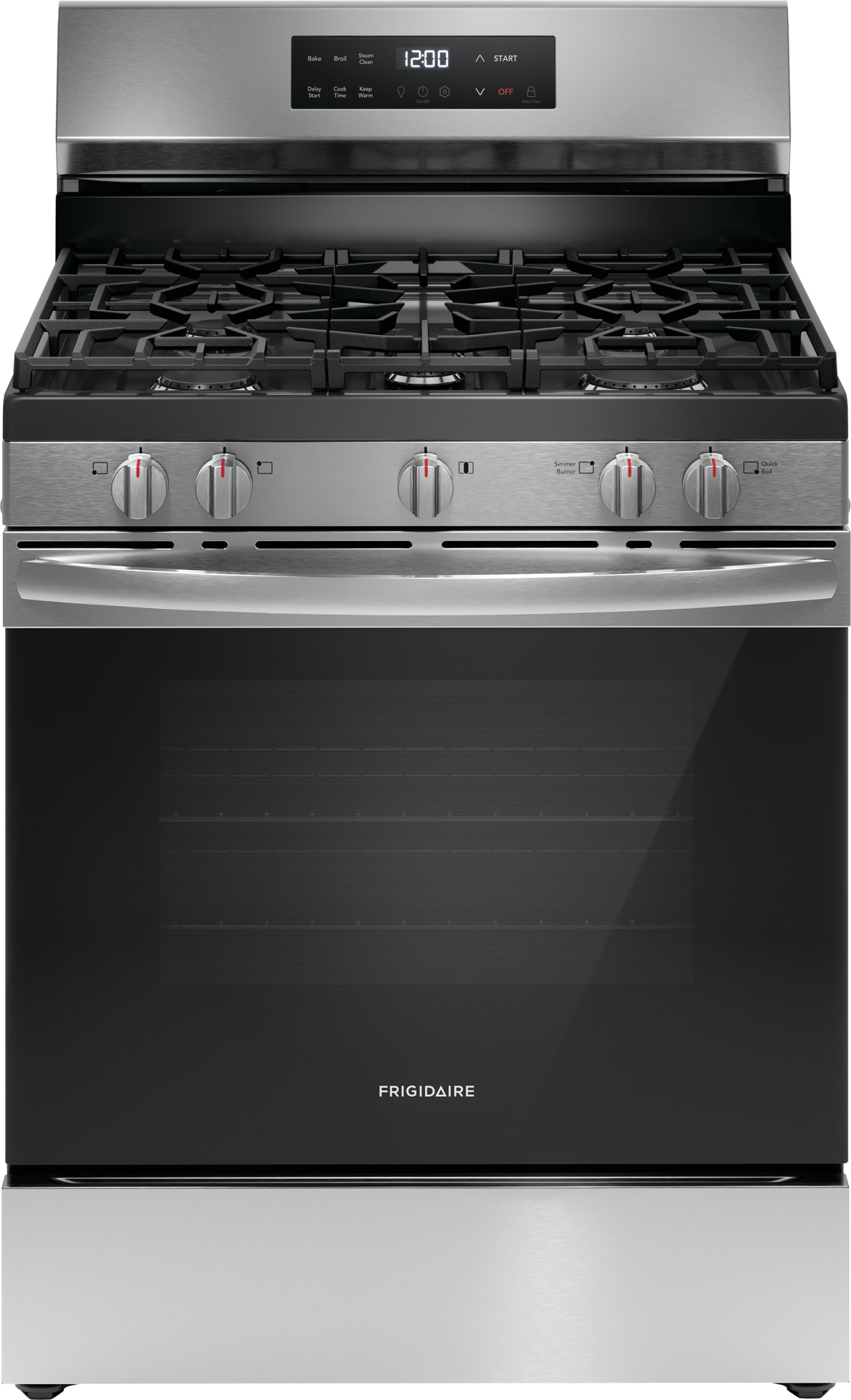 Frigidaire Stainless Steel 30" Gas Range with Quick Boil and Even Baking Technology (5.1 Cu. Ft) - FCRG3062AS