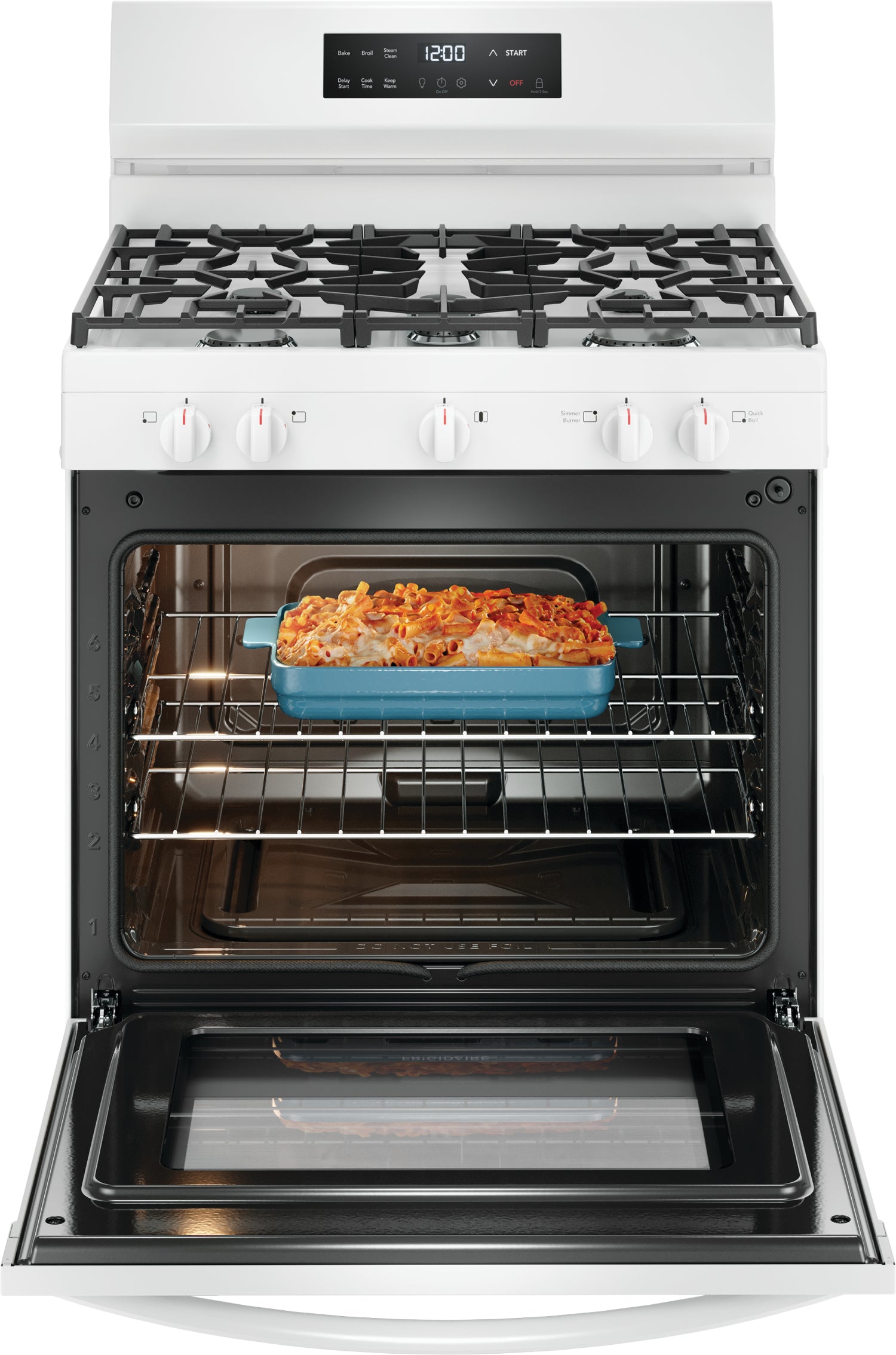 Frigidaire White 30" Gas Range with Quick Boil and Even Baking Technology (5.1 Cu. Ft) - FCRG3062AW
