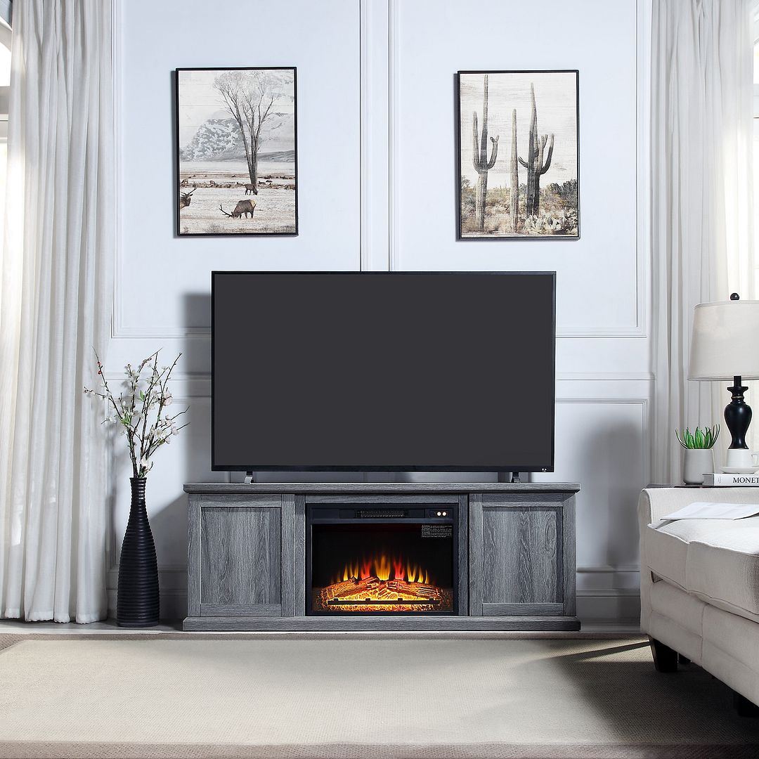 Fernbank 60" Fireplace TV Stand - Grey