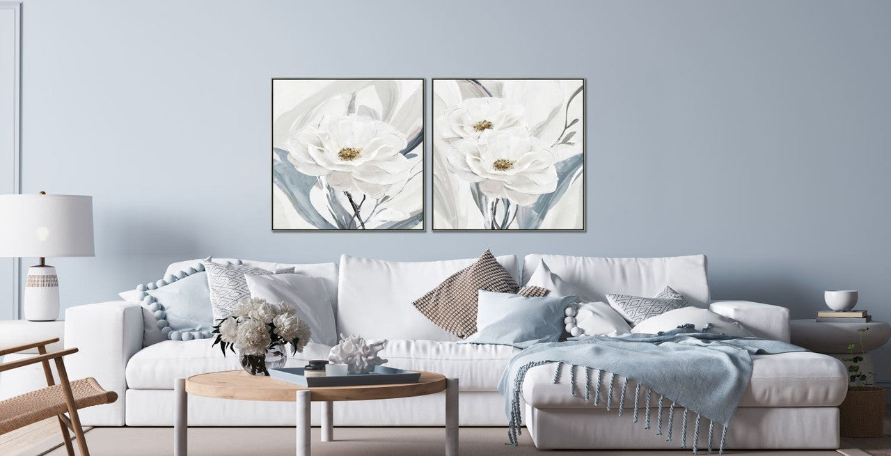 Wild Bloom II Wall Art - White/Blue - 33 X 33