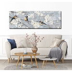 Morning Branch Wall Art - Blue/White - 59 X 20