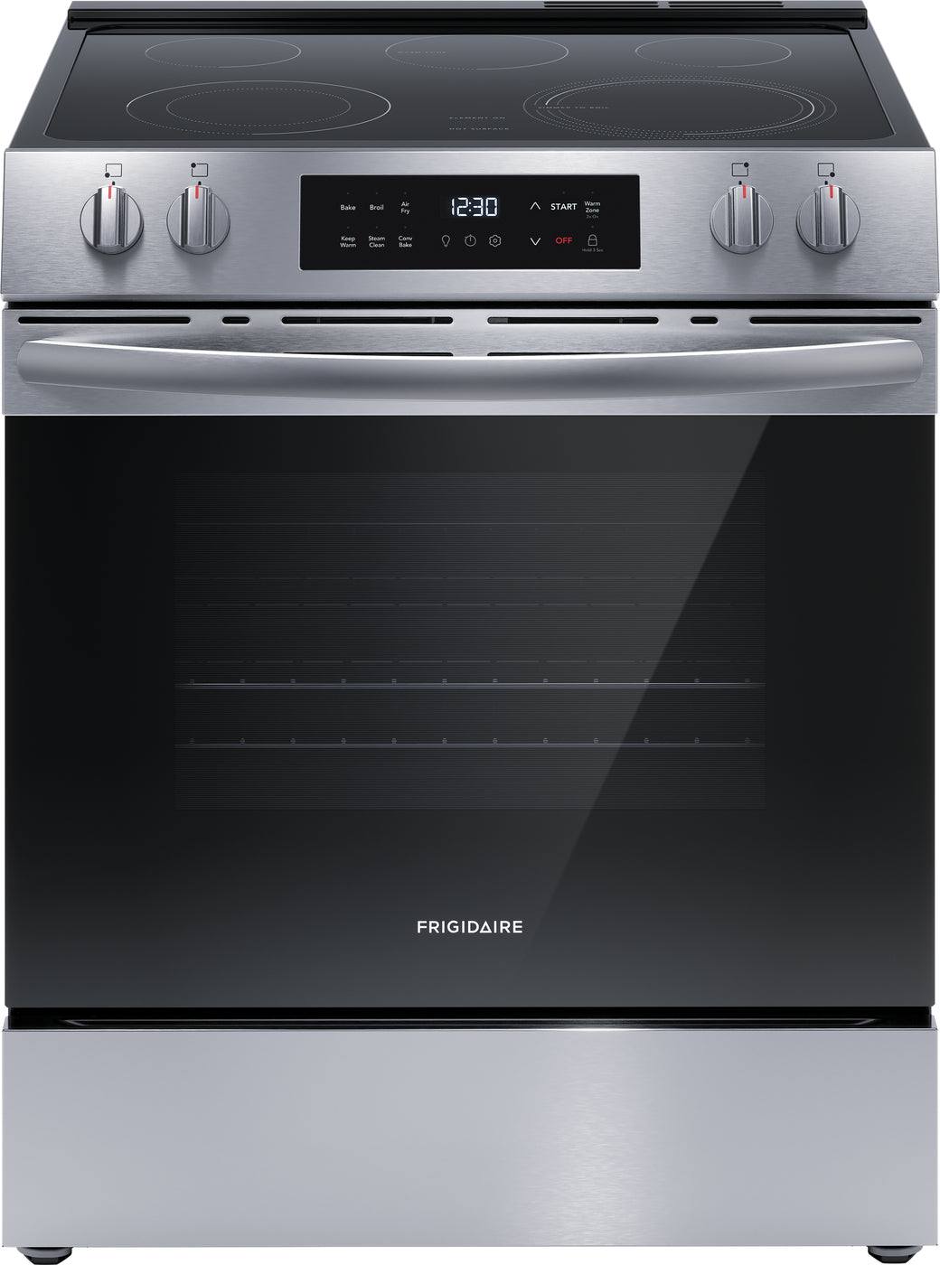 Frigidaire Stainless Steel 30" Front Control Electric Range with Air Fry (5.3 Cu. Ft.) - FCFE308CBS