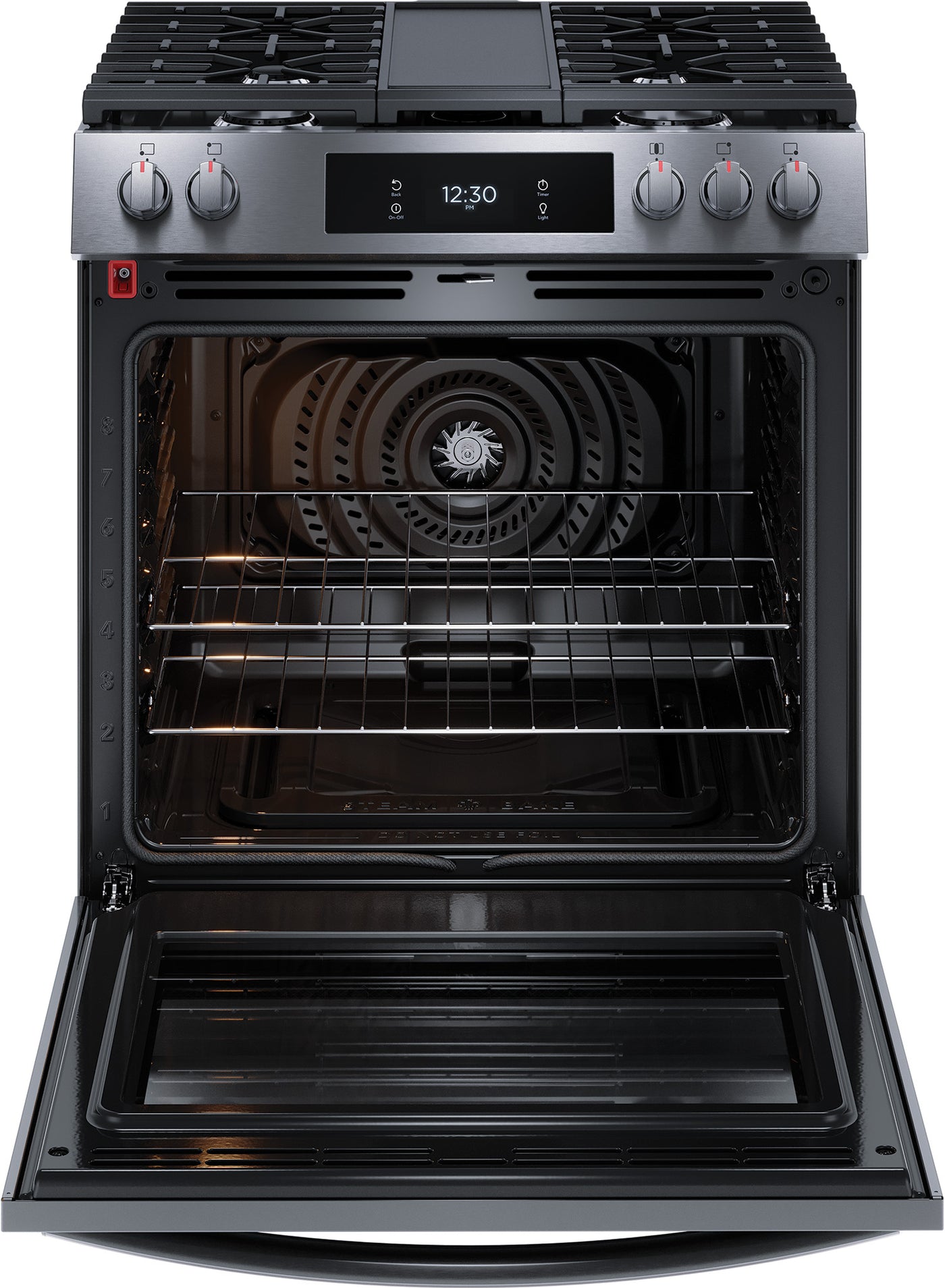 Frigidaire Gallery Black Stainless 30" Front Control Gas Range with Total Convection (6.1 Cu. Ft) - GCFG3060BD