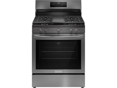 Frigidaire Gallery Smudge-Proof® Black Stainless Steel 30" Rear Control Gas Range (5.1 Cu. Ft) - GCRG3060BD