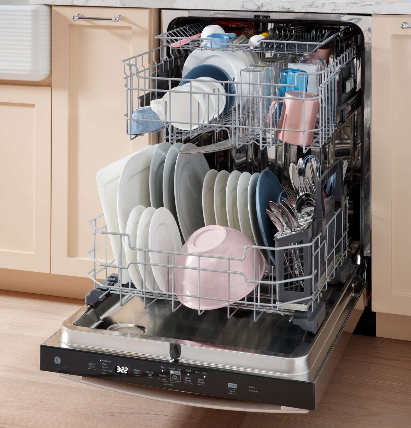 GE 24" Slate Top Control Dishwasher with Stainless Steel Interior and Third Rack - GDT650SMVES