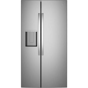 GE 36" 28.0 Cu. Ft. Stainless Steel Side-by-Side Refrigerator with Ice and Water Dispenser – GSS28PYYFS